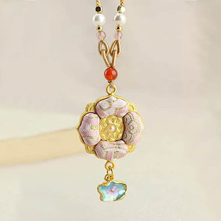 Buddha Stones Collana portafortuna Song Brocade a quadrifoglio - image 8