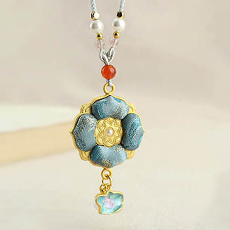 Buddha Stones Collana portafortuna Song Brocade a quadrifoglio - image 6