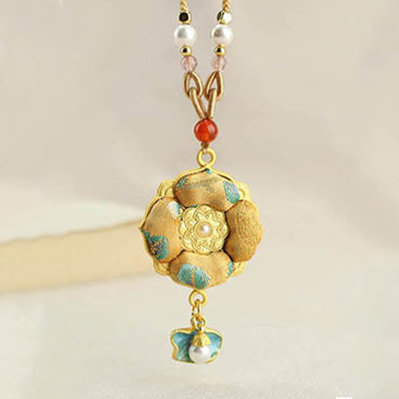 Buddha Stones Collana portafortuna Song Brocade a quadrifoglio - image 2