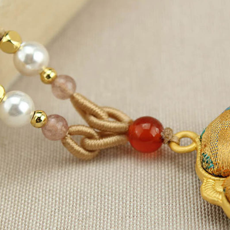 Buddha Stones Collana portafortuna Song Brocade a quadrifoglio - image 3
