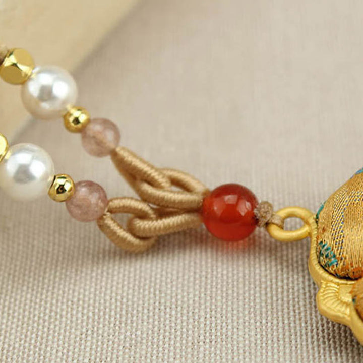 Buddha Stones Collana portafortuna Song Brocade a quadrifoglio - image 3