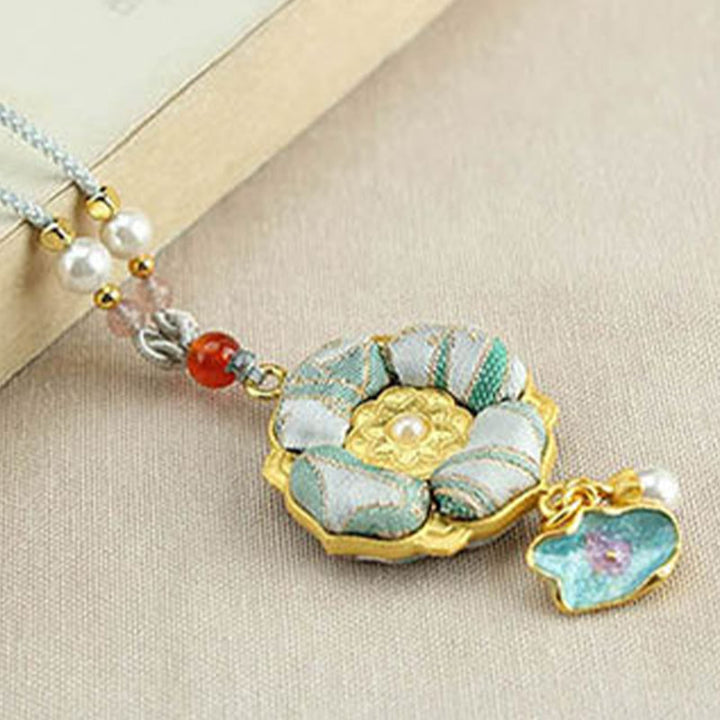 Buddha Stones Collana portafortuna Song Brocade a quadrifoglio - image 15