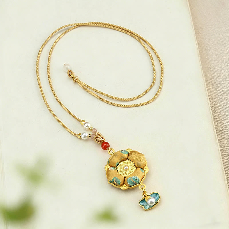 Buddha Stones Collana portafortuna Song Brocade a quadrifoglio - image 1