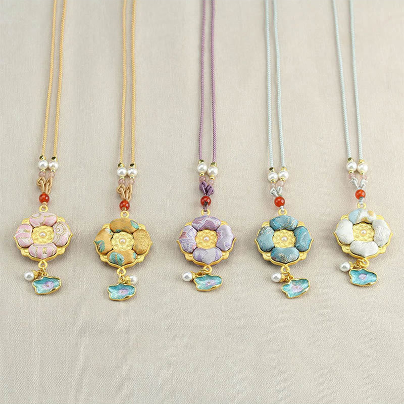 Buddha Stones Collana portafortuna Song Brocade a quadrifoglio - image 19