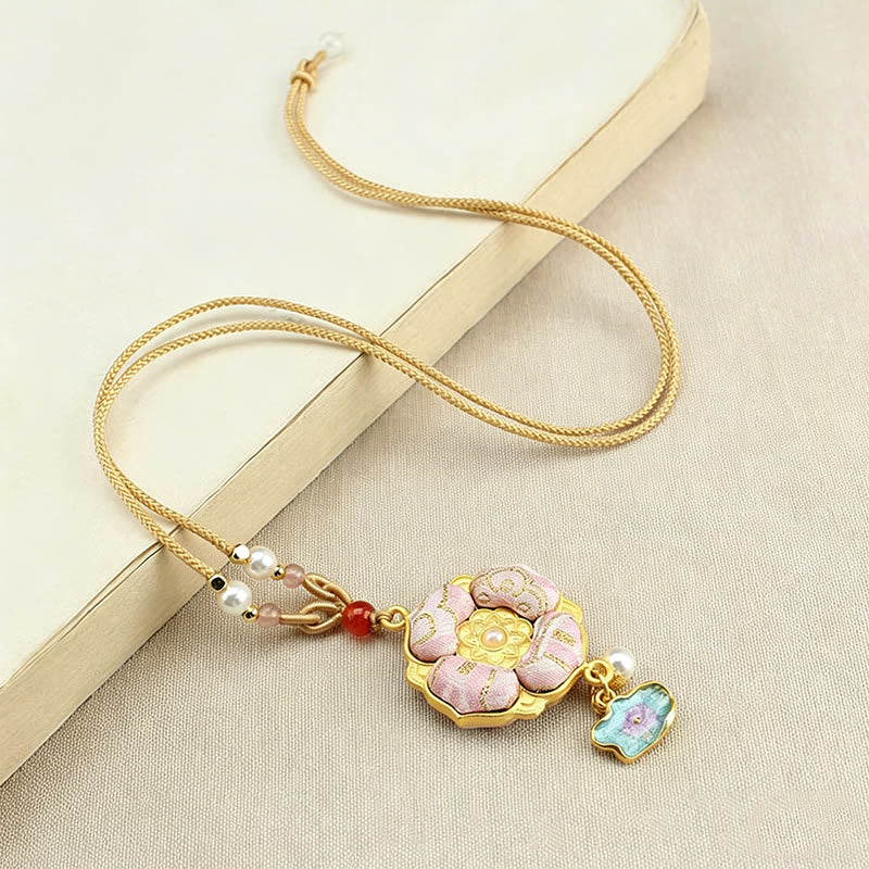 Buddha Stones Collana portafortuna Song Brocade a quadrifoglio - image 7