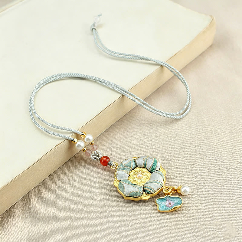 Buddha Stones Collana portafortuna Song Brocade a quadrifoglio - image 14
