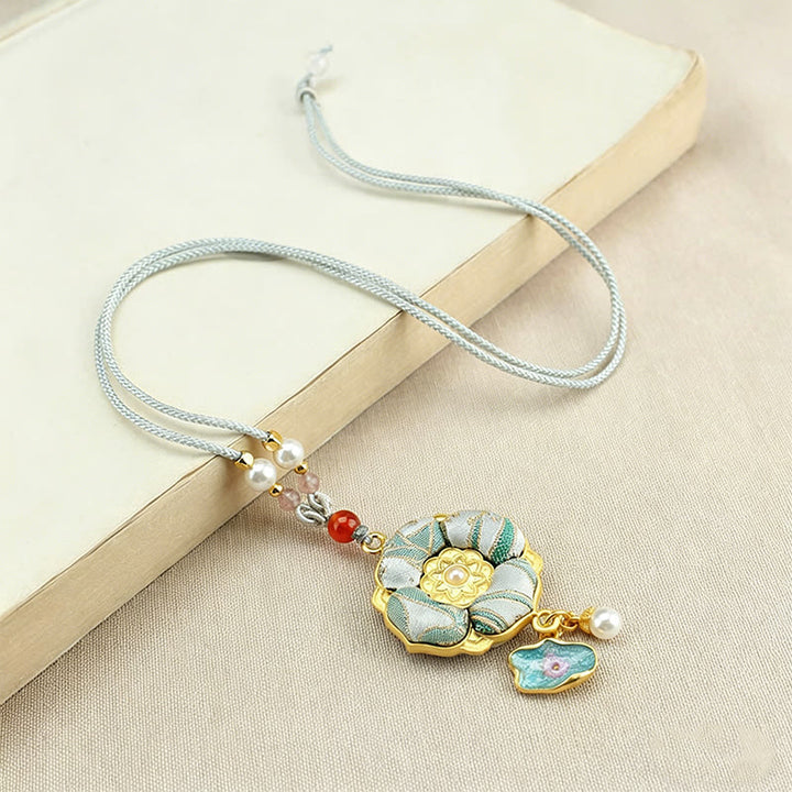 Buddha Stones Collana portafortuna Song Brocade a quadrifoglio - image 14