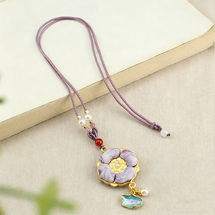 Buddha Stones Collana portafortuna Song Brocade a quadrifoglio - image 10