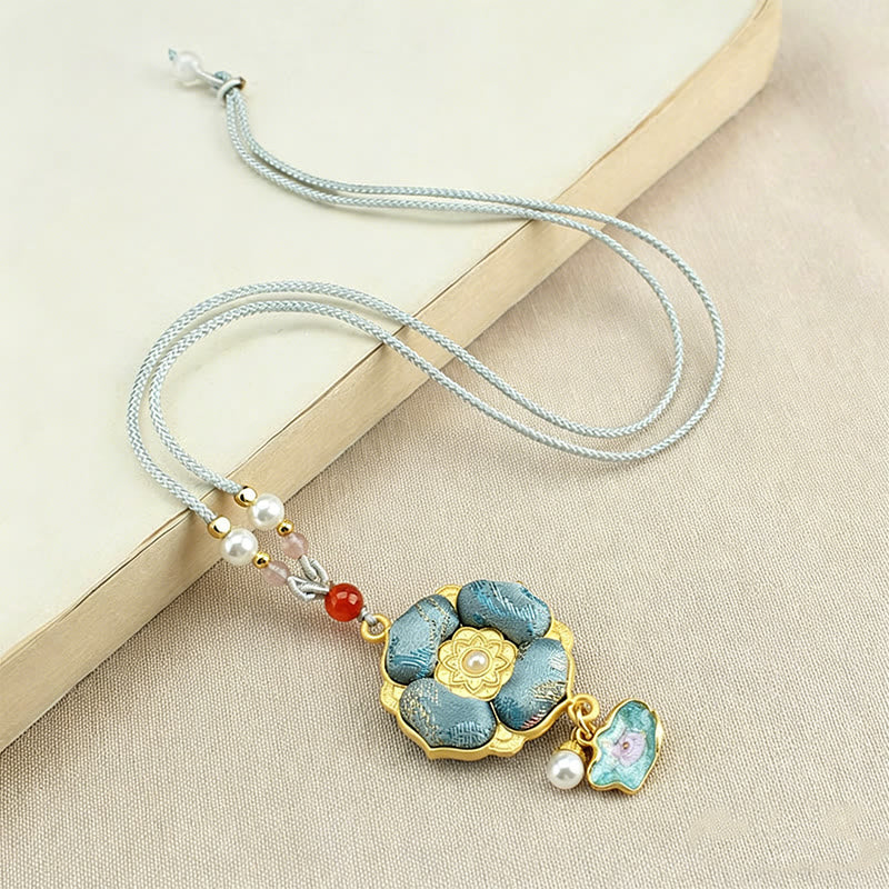 Buddha Stones Collana portafortuna Song Brocade a quadrifoglio - image 5