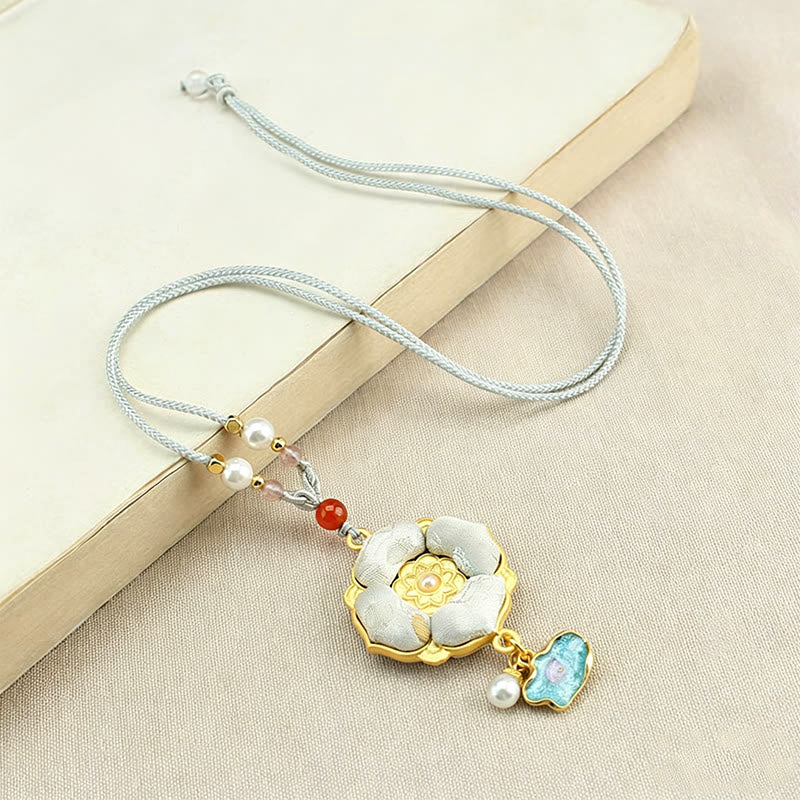 Buddha Stones Collana portafortuna Song Brocade a quadrifoglio - image 17