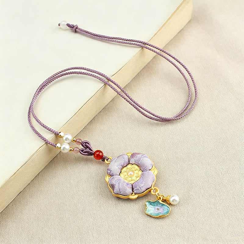 Buddha Stones Collana portafortuna Song Brocade a quadrifoglio - image 9