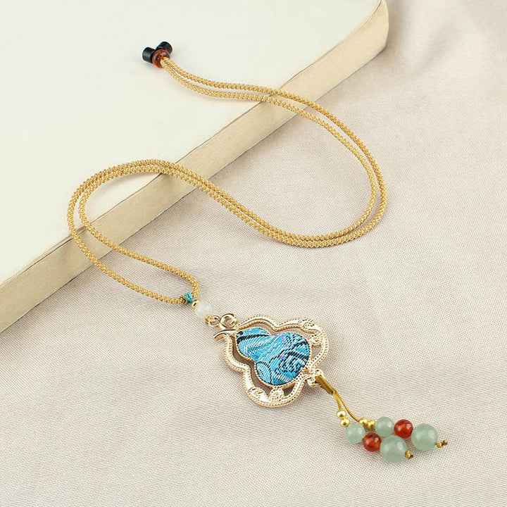 Buddha Stones Collana con zucca in broccato Song per la salute - image 7