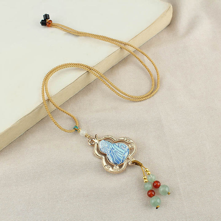 Buddha Stones Collana con zucca in broccato Song per la salute - image 4
