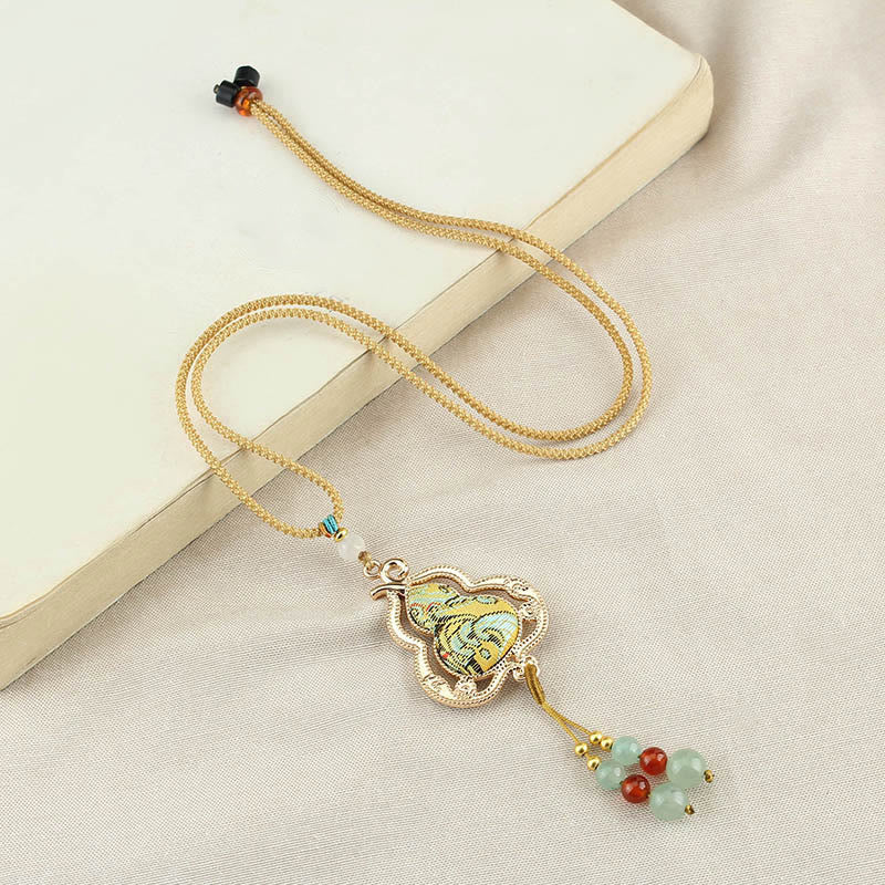 Buddha Stones Collana con zucca in broccato Song per la salute - image 8