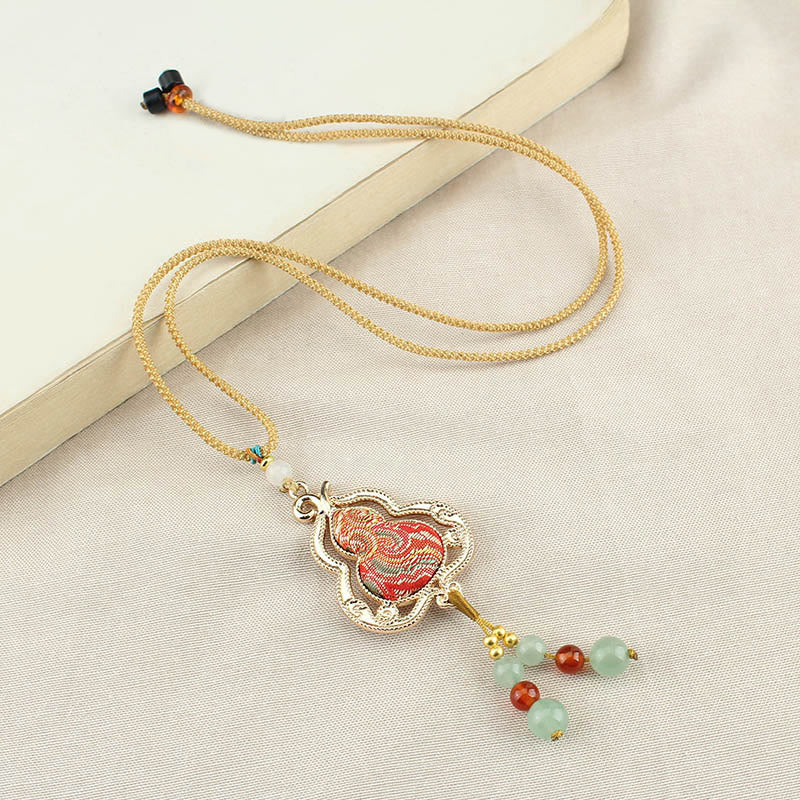 Buddha Stones Collana con zucca in broccato Song per la salute - image 0