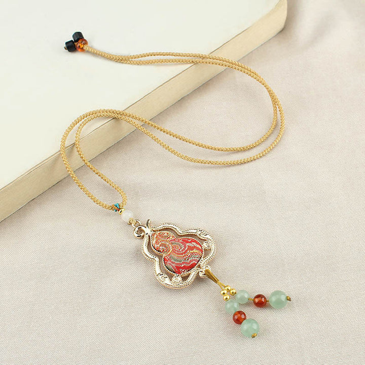 Buddha Stones Collana con zucca in broccato Song per la salute - image 0