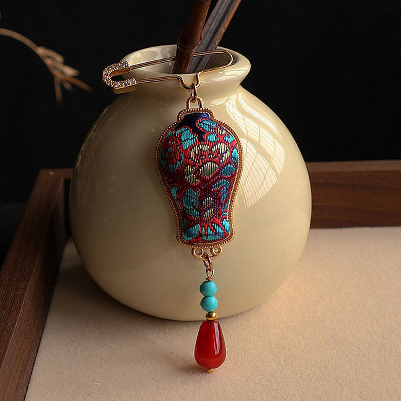 Buddha Stones Vaso in broccato Song, design elegante, spilla - image 8