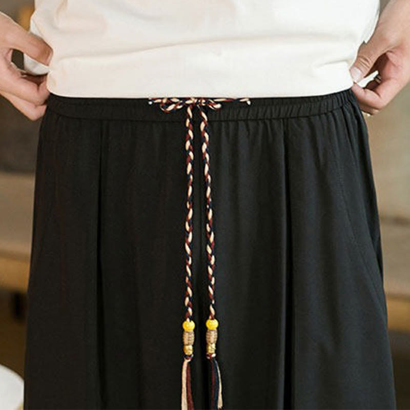 Buddha Stones Pantaloni estivi casual vintage con coulisse, lunghezza alla caviglia, da uomo, modello harem con tasche. - image 9