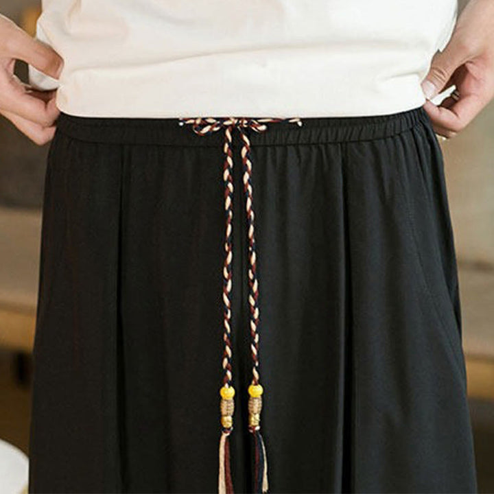 Buddha Stones Pantaloni estivi casual vintage con coulisse, lunghezza alla caviglia, da uomo, modello harem con tasche. - image 9