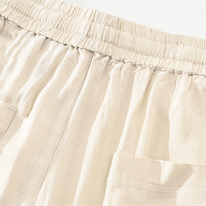 Buddha Stones Pantaloni lunghi estivi casual vintage con coulisse, modello affusolato da uomo con tasche. - image 5