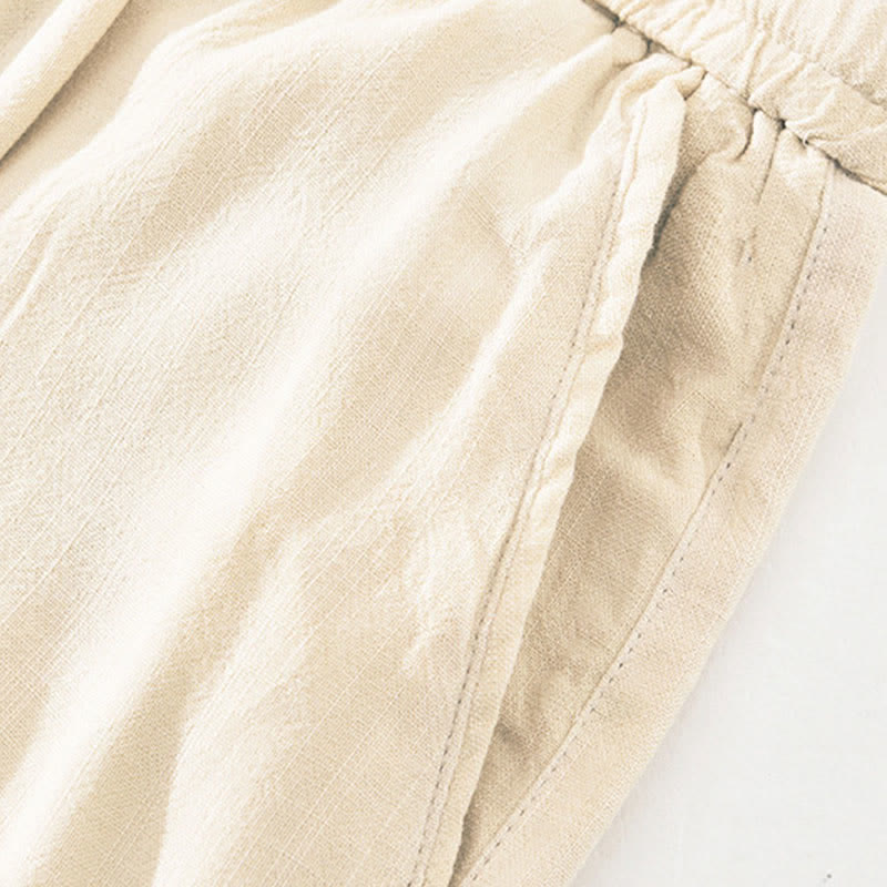 Buddha Stones Pantaloni lunghi estivi casual vintage con coulisse, modello affusolato da uomo con tasche. - image 8