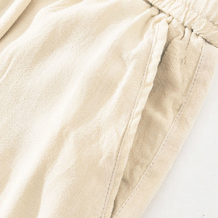 Buddha Stones Pantaloni lunghi estivi casual vintage con coulisse, modello affusolato da uomo con tasche. - image 8