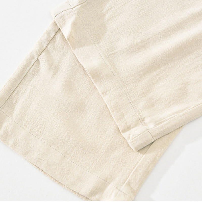 Buddha Stones Pantaloni lunghi estivi casual vintage con coulisse, modello affusolato da uomo con tasche. - image 10