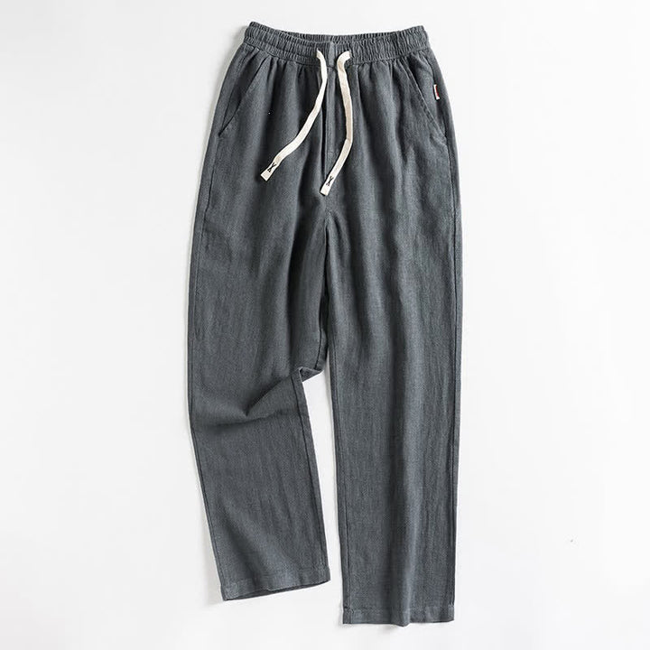 Buddha Stones Pantaloni da uomo primaverili casual minimalisti con coulisse, modello affusolato e tasca. - Grigio tenue - US/UK/AU44, EU54 (4XL) - image 11