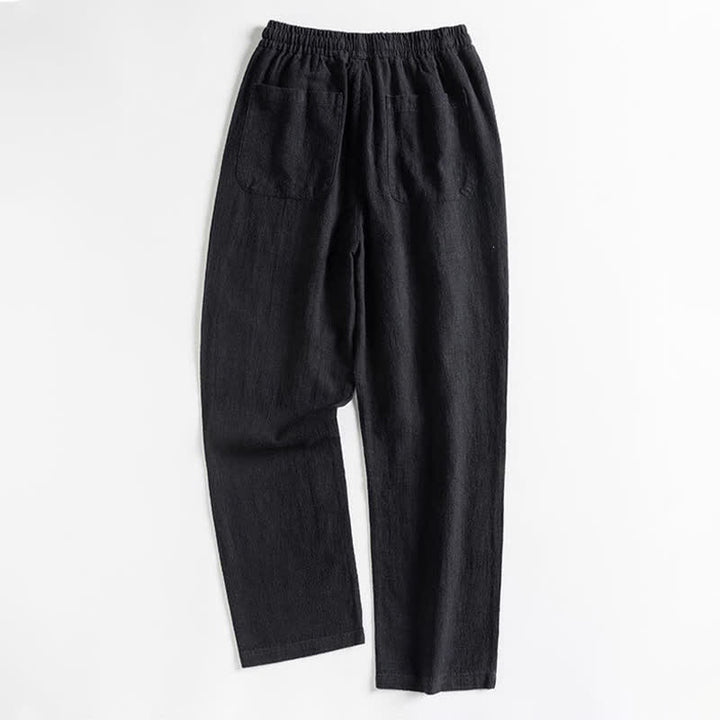 Buddha Stones Pantaloni da uomo primaverili casual minimalisti con coulisse, modello affusolato e tasca. - image 3