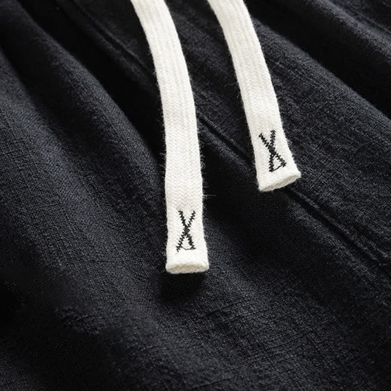 Buddha Stones Pantaloni da uomo primaverili casual minimalisti con coulisse, modello affusolato e tasca. - image 6
