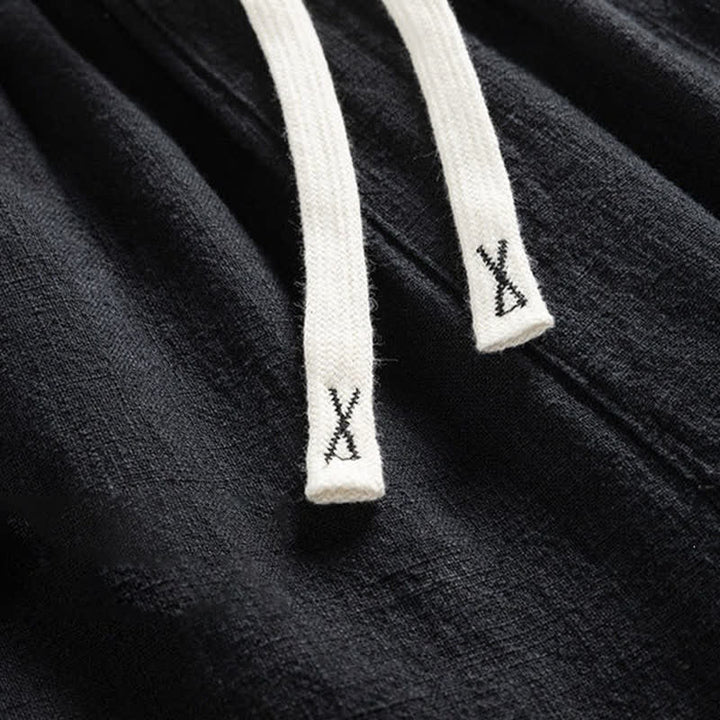 Buddha Stones Pantaloni da uomo primaverili casual minimalisti con coulisse, modello affusolato e tasca. - image 6