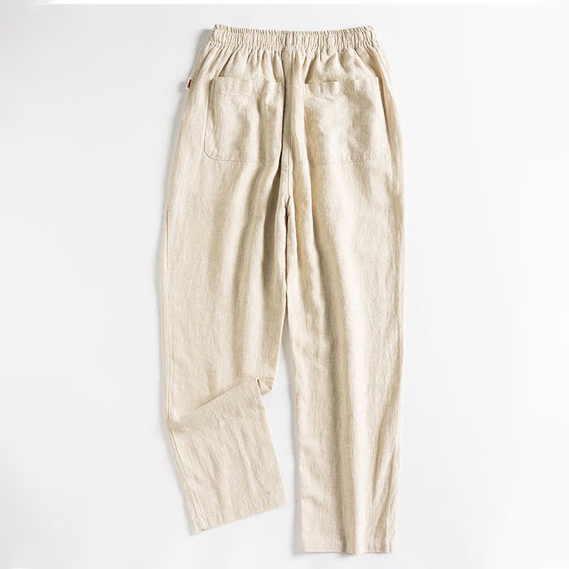 Buddha Stones Pantaloni da uomo primaverili casual minimalisti con coulisse, modello affusolato e tasca. - image 14