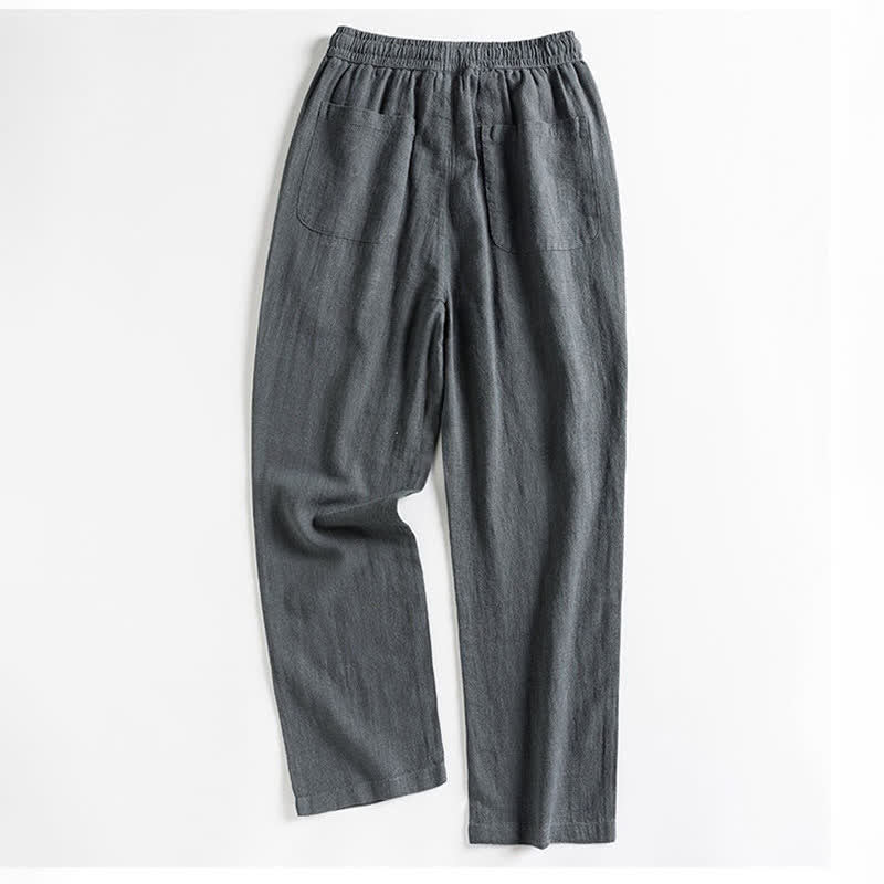 Buddha Stones Pantaloni da uomo primaverili casual minimalisti con coulisse, modello affusolato e tasca. - image 12