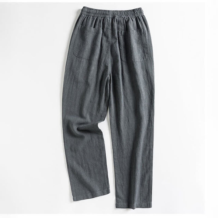 Buddha Stones Pantaloni da uomo primaverili casual minimalisti con coulisse, modello affusolato e tasca. - image 12