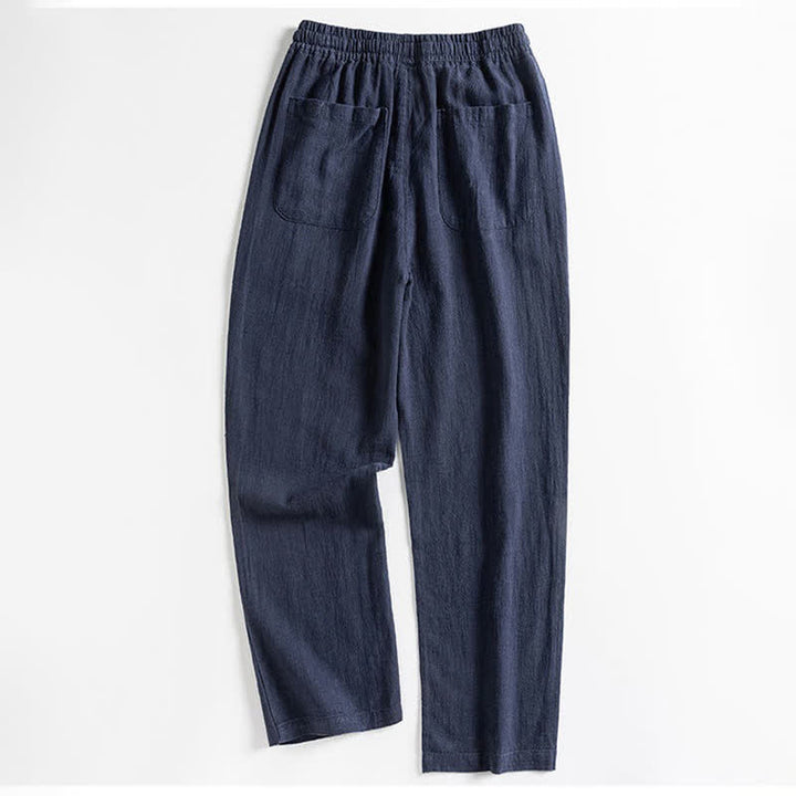 Buddha Stones Pantaloni da uomo primaverili casual minimalisti con coulisse, modello affusolato e tasca. - image 10