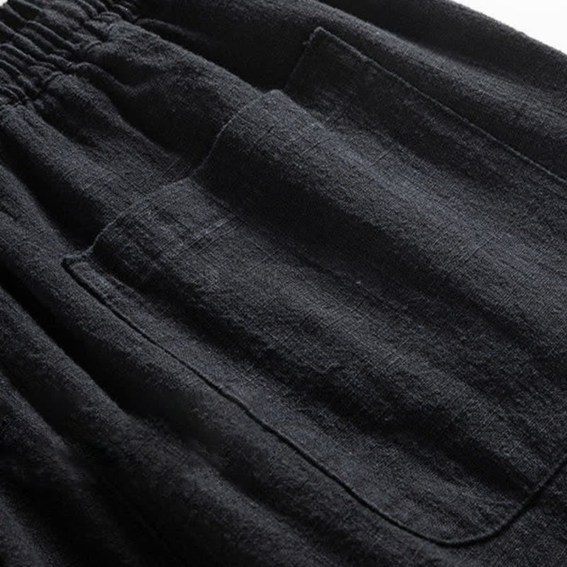Buddha Stones Pantaloni da uomo primaverili casual minimalisti con coulisse, modello affusolato e tasca. - image 7