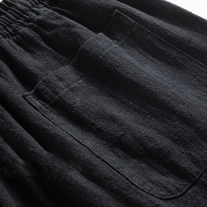 Buddha Stones Pantaloni da uomo primaverili casual minimalisti con coulisse, modello affusolato e tasca. - image 7