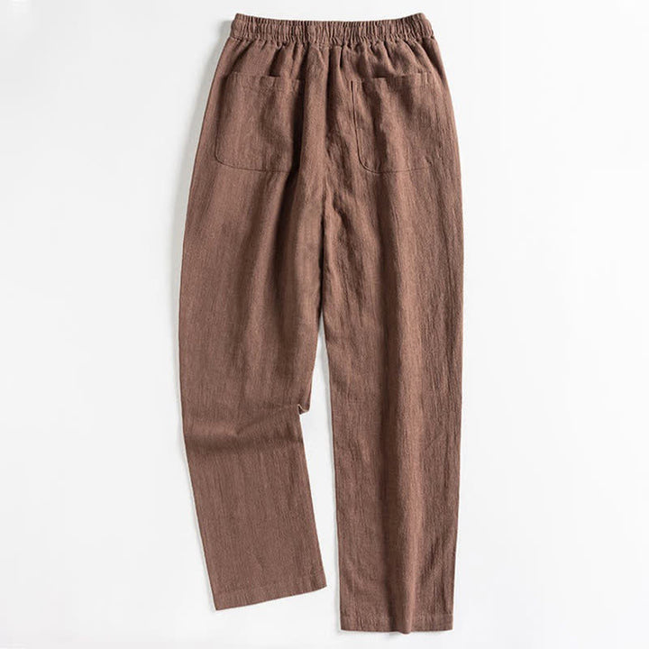 Buddha Stones Pantaloni da uomo primaverili casual minimalisti con coulisse, modello affusolato e tasca. - image 1