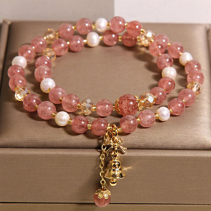 Buddha Stones Bracciale doppio avvolgente con perla di quarzo fragola e farfalla "Amore" - image 7