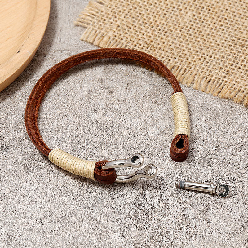 Buddha Stones Bracciale con bilanciere e chiusura a doppio avvolgimento in pelle con filo di avvolgimento. - image 3
