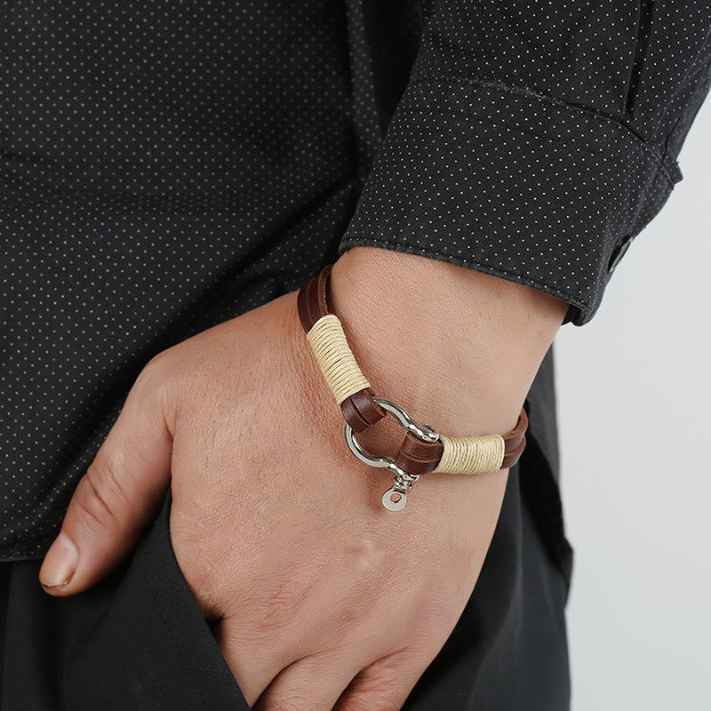 Buddha Stones Bracciale con bilanciere e chiusura a doppio avvolgimento in pelle con filo di avvolgimento. - image 6