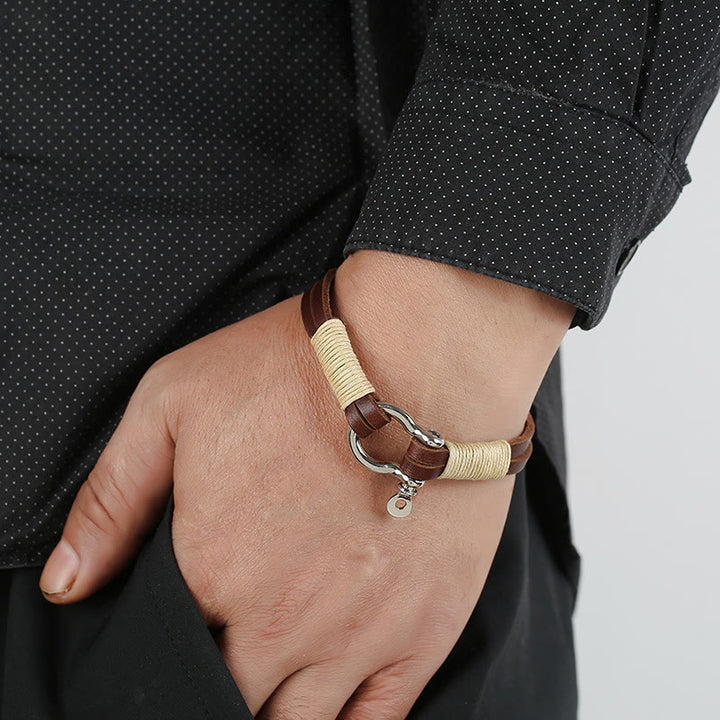 Buddha Stones Bracciale con bilanciere e chiusura a doppio avvolgimento in pelle con filo di avvolgimento. - image 6