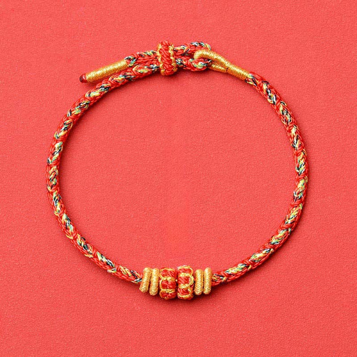 Buddha Stones Braccialetto di protezione con fiori e pesci koi, intrecciato a mano con cordino rosso. - Rosso - Nessun accessorio - image 14