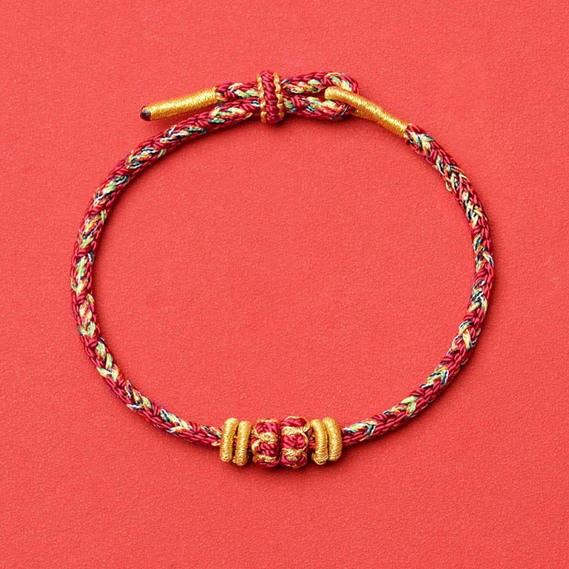 Buddha Stones Braccialetto di protezione con fiori e pesci koi, intrecciato a mano con cordino rosso. - Marrone - Nessun accessorio - image 19