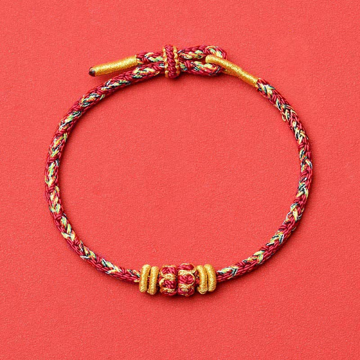 Buddha Stones Braccialetto di protezione con fiori e pesci koi, intrecciato a mano con cordino rosso. - Marrone - Nessun accessorio - image 21