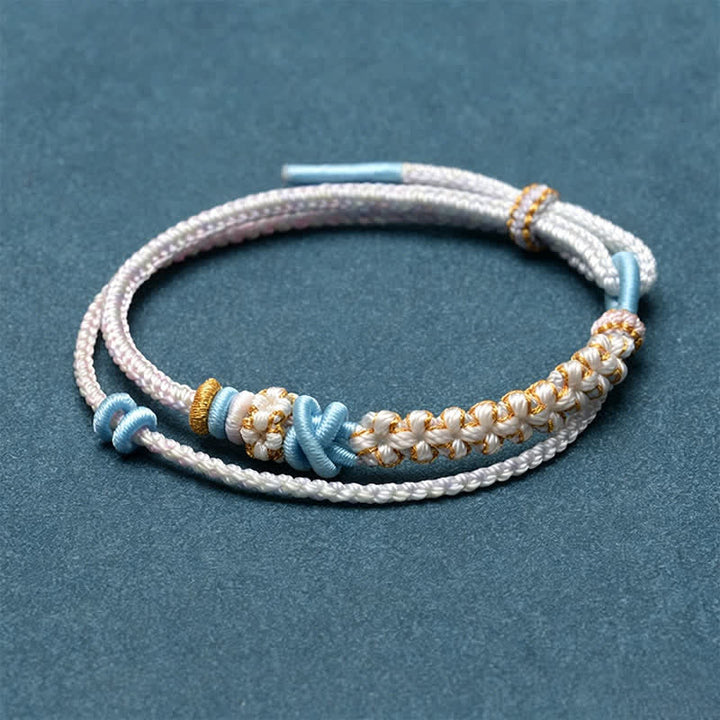 Buddha Stones Bracciale a doppio strato con nodo a fiore di pesco intrecciato a mano. - Cardo - Nessun accessorio - image 19