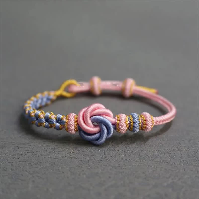 Buddha Stones Braccialetto portafortuna con corda intrecciata a mandala - Rosa - Nessun accessorio - image 32