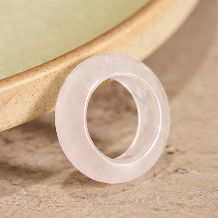 Buddha Stones Anello curativo con quarzo rosa naturale e proprietà amorevoli. - Quarzo rosa naturale US10-US11 (il colore può variare) - image 0