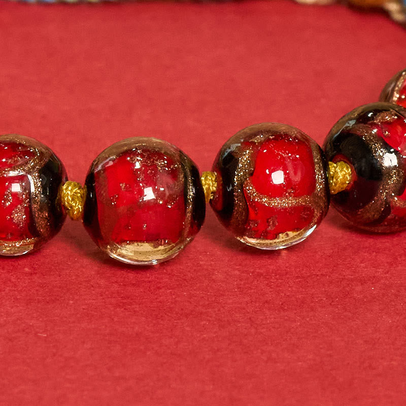 Buddha Stones Braccialetto con perline di vetro Liuli tibetano, cinque direzioni, divinità della ricchezza e occhio di Buddha, simbolo di benedizione. - image 12