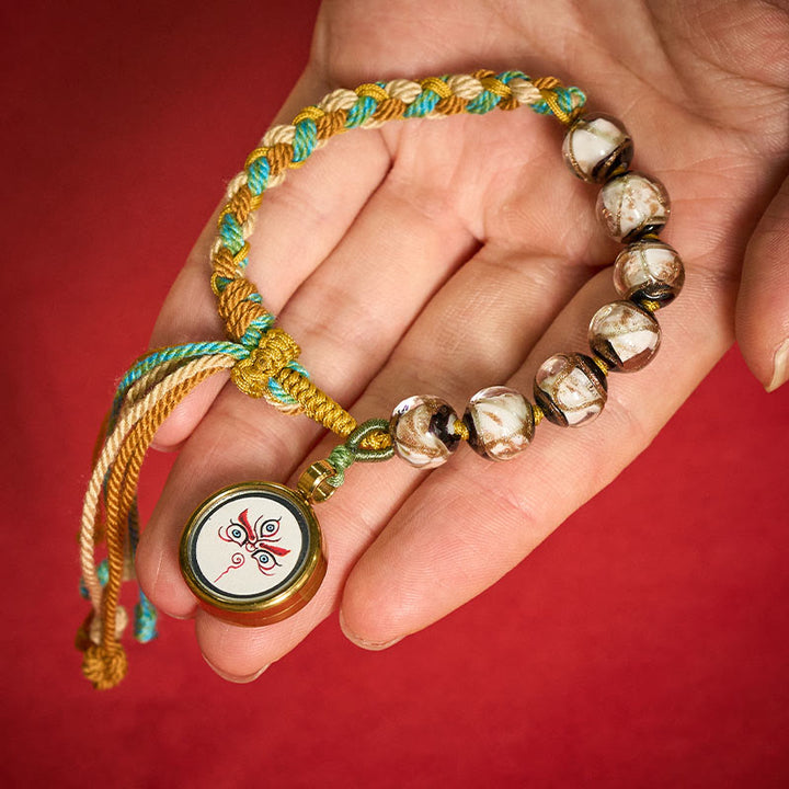 Buddha Stones Braccialetto con perline di vetro Liuli tibetano, cinque direzioni, divinità della ricchezza e occhio di Buddha, simbolo di benedizione. - image 22